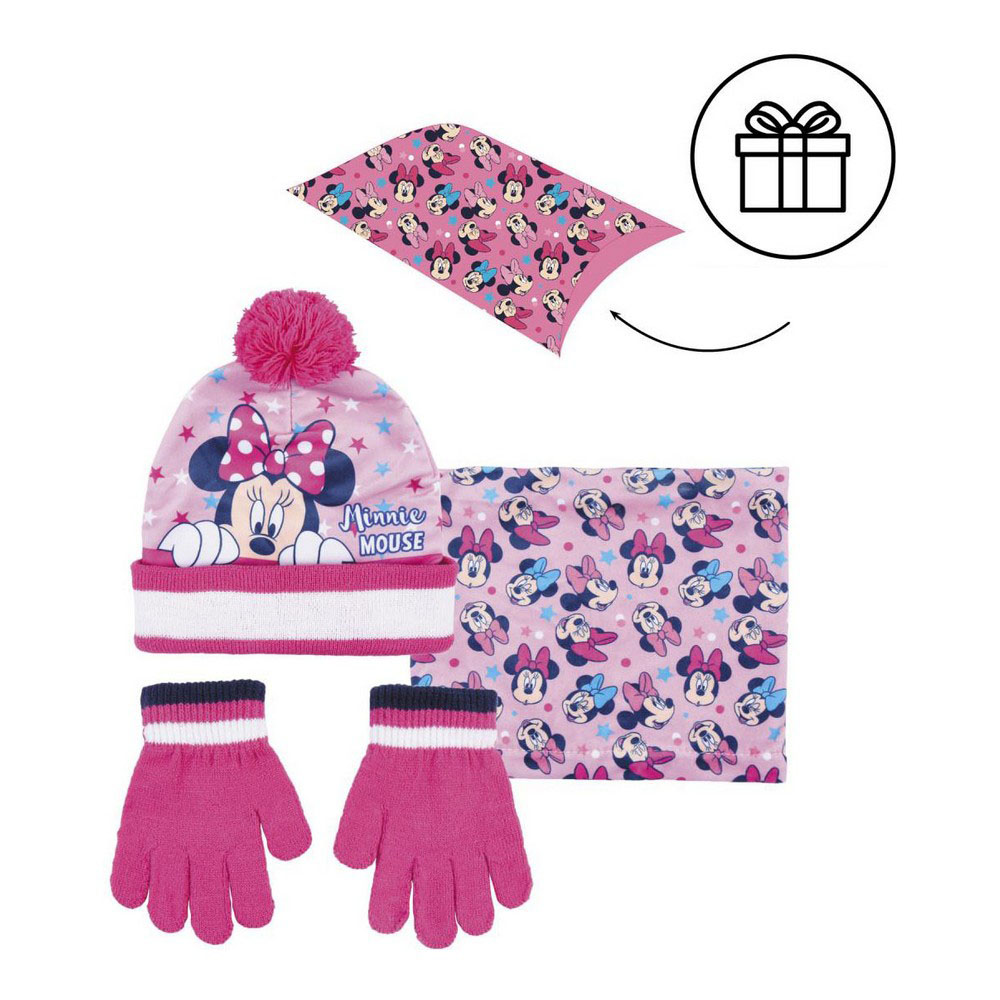 Hat, Gloves and Neck Warmer Minnie Mouse Pink