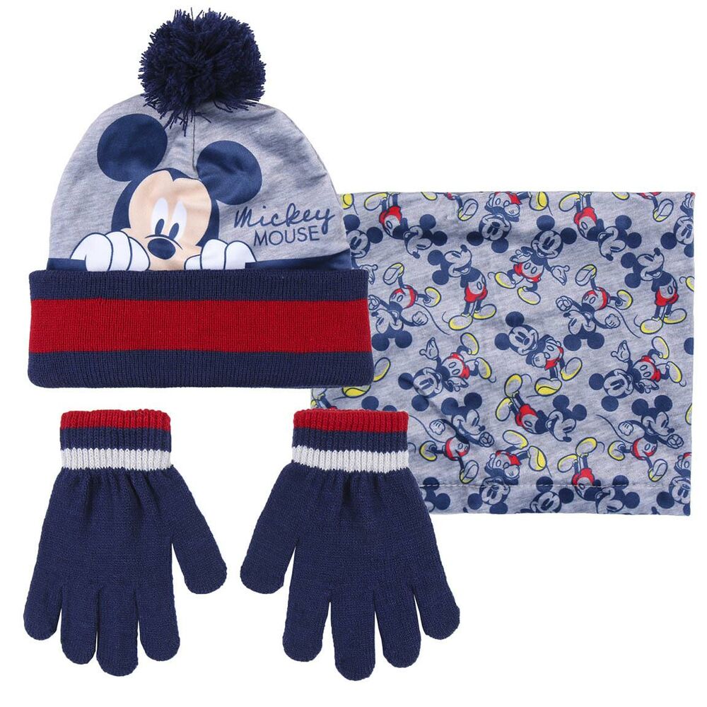 Hat, Gloves and Neck Warmer Mickey Mouse Grey