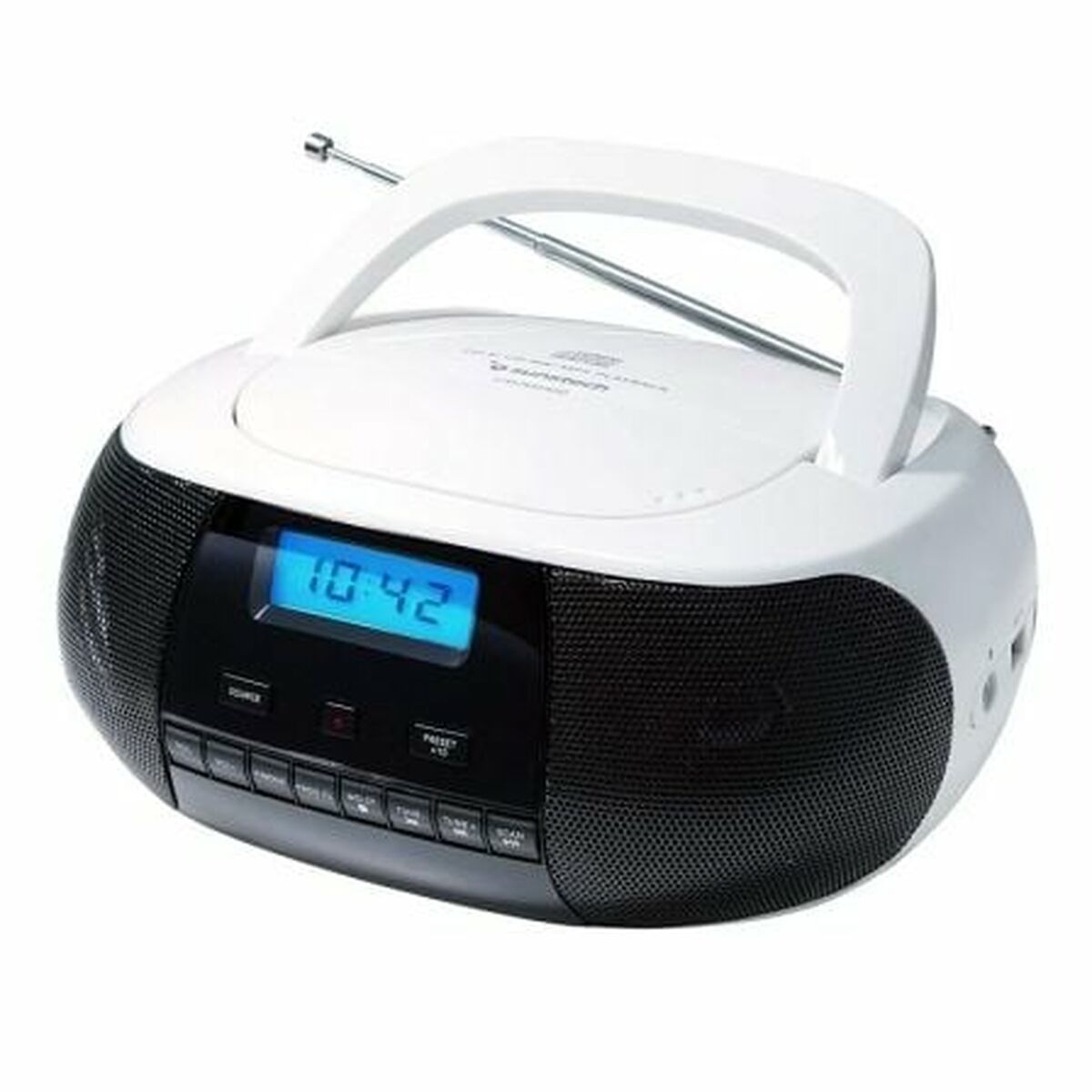 Sunstech CRUSM400WT Blå Hvid Radio CD MP3 Afspiller