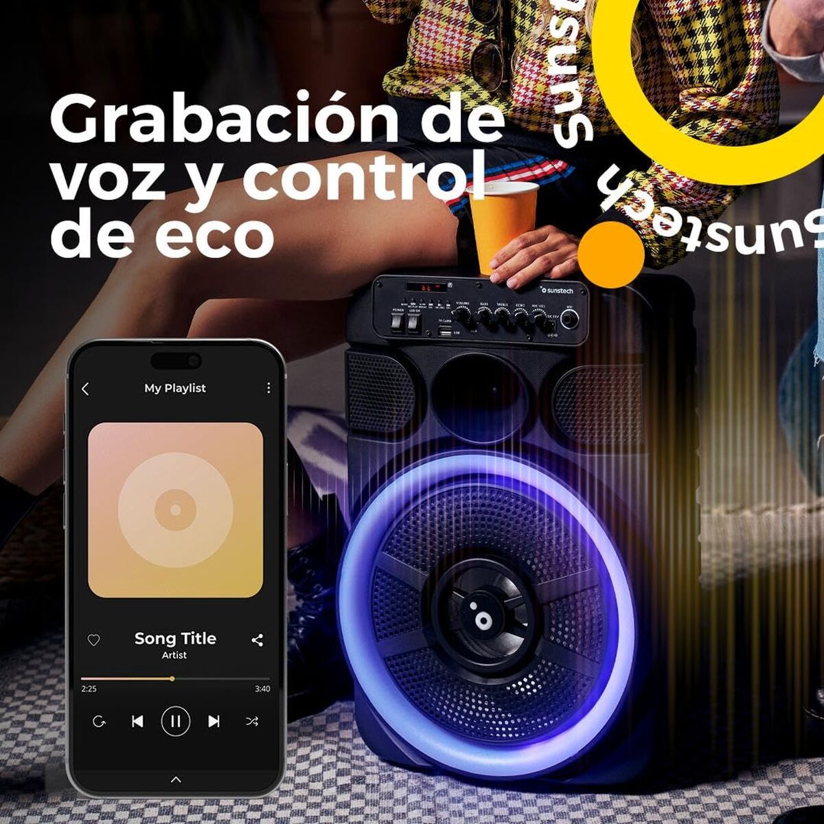 Portable Bluetooth Speakers Sunstech Muscles 12 Black