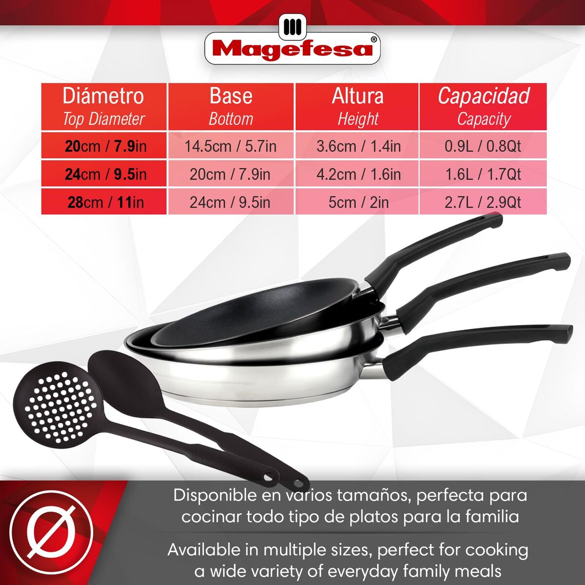 Pan Magefesa Silver Stainless steel 24 cm 20 cm 28 cm 3 Pieces (3 Units)