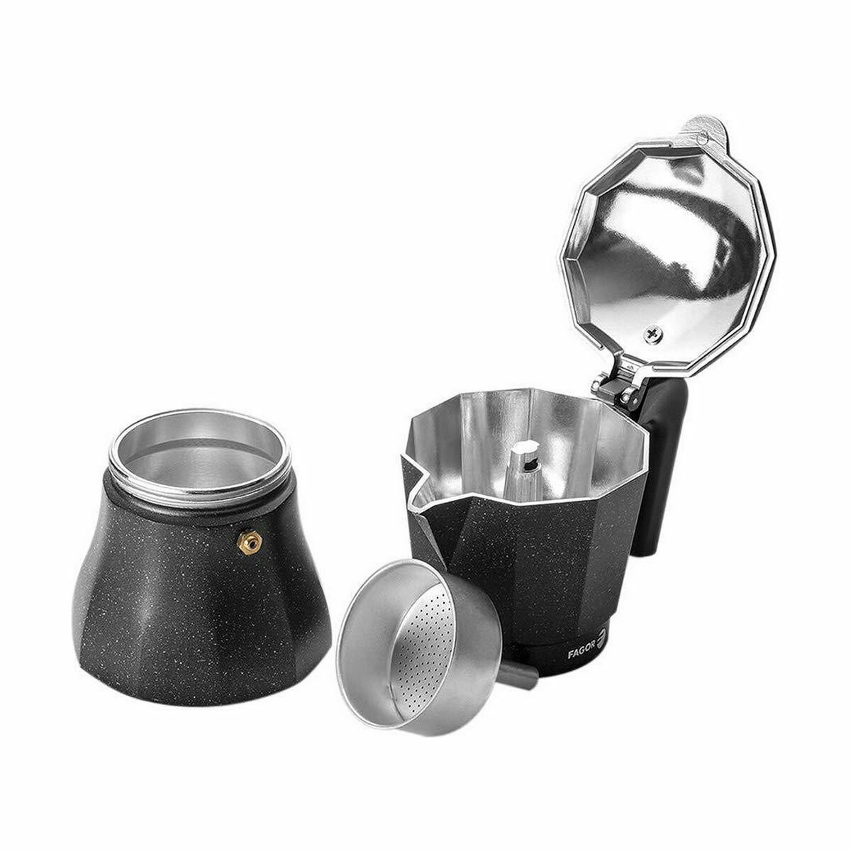 Italian Coffee Pot Fagor TIRAMISU 6 Black Aluminium, view 3