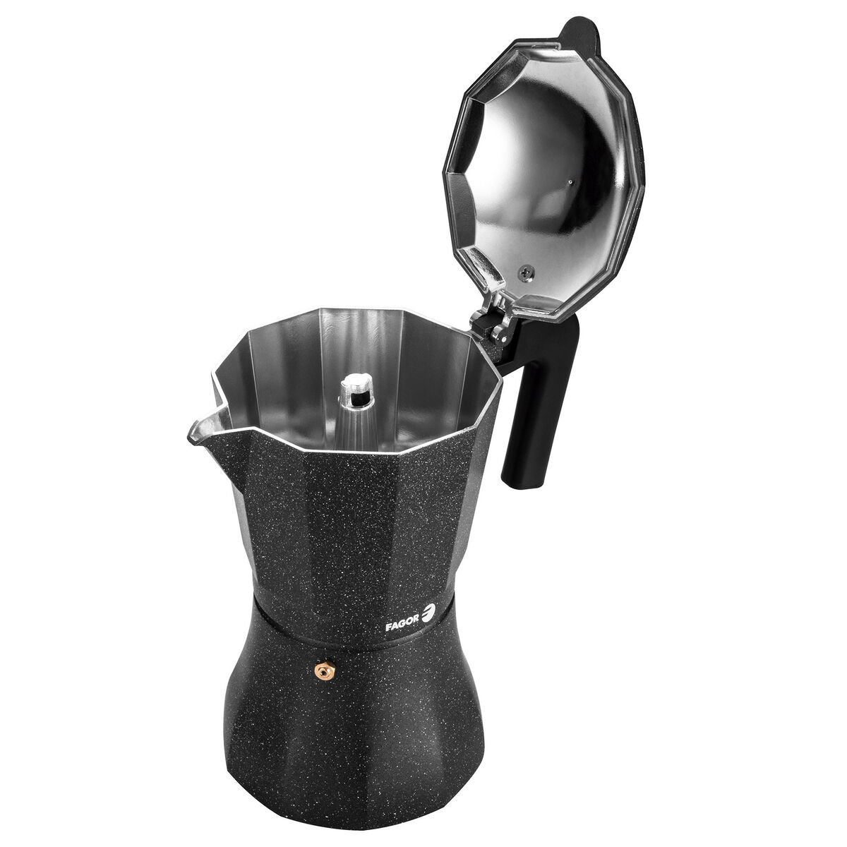 Italiaanse Koffiepot Fagor Zwart Aluminium 12 Koppar