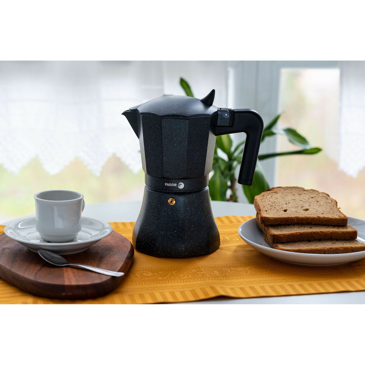 Italiaanse Koffiepot Fagor Zwart Aluminium 12 Koppar