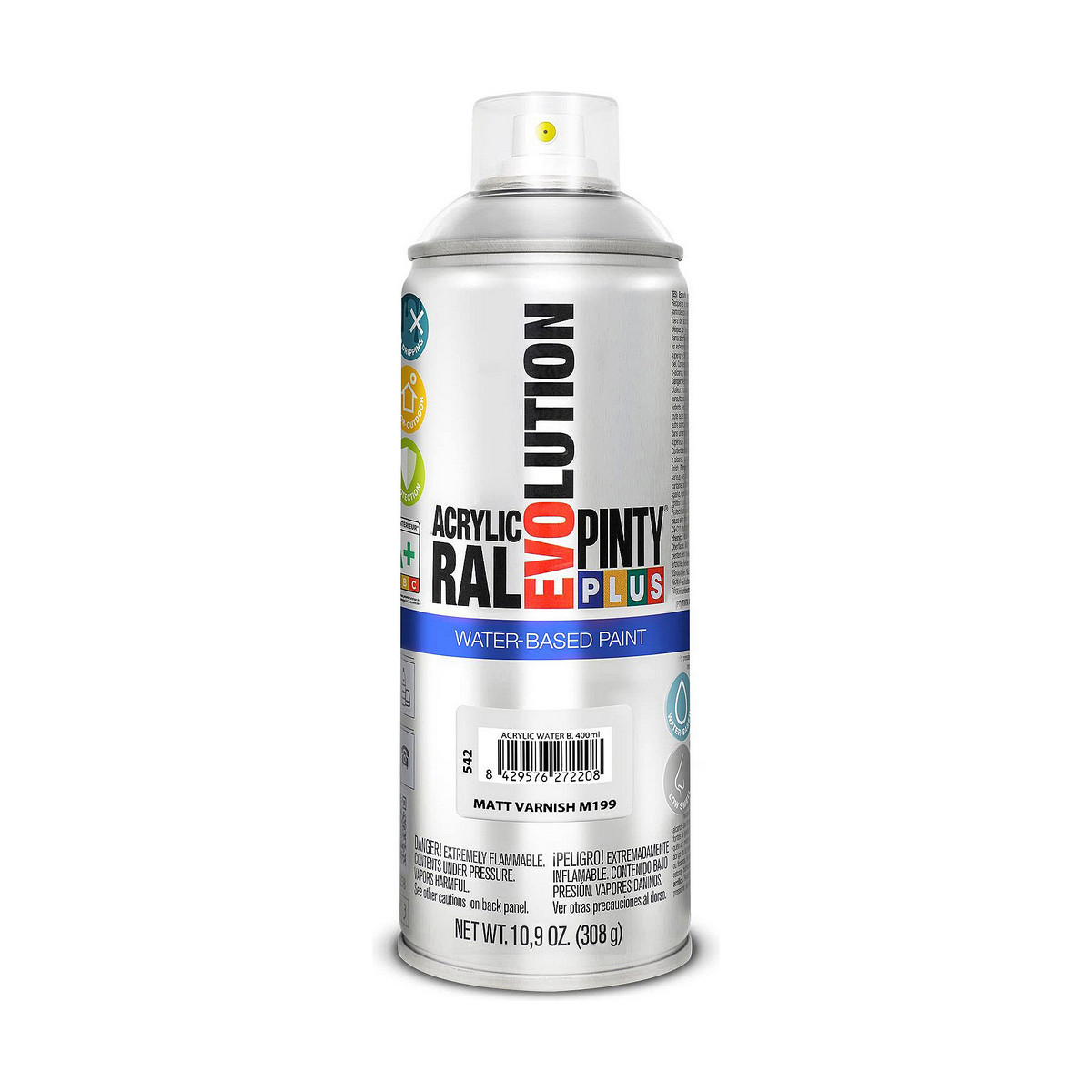 Vernis en Spray Pintyplus Evolution M199 Mat Base d'eau 400 ml Incolore