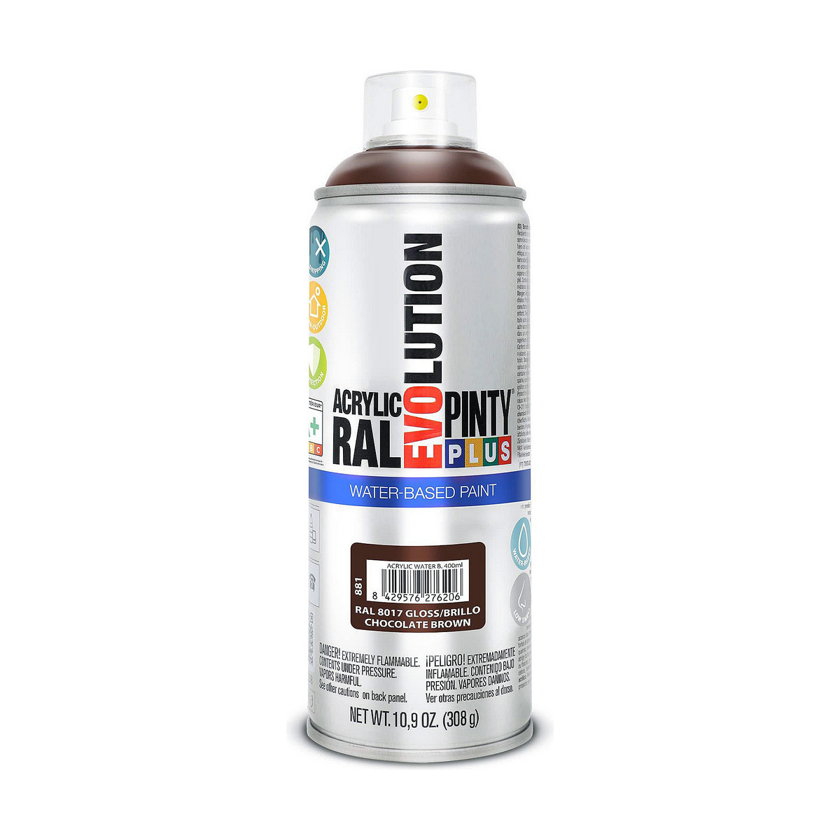 Peinture en spray Pintyplus Evolution RAL 8017 Base d'eau Chocolat 400 ml