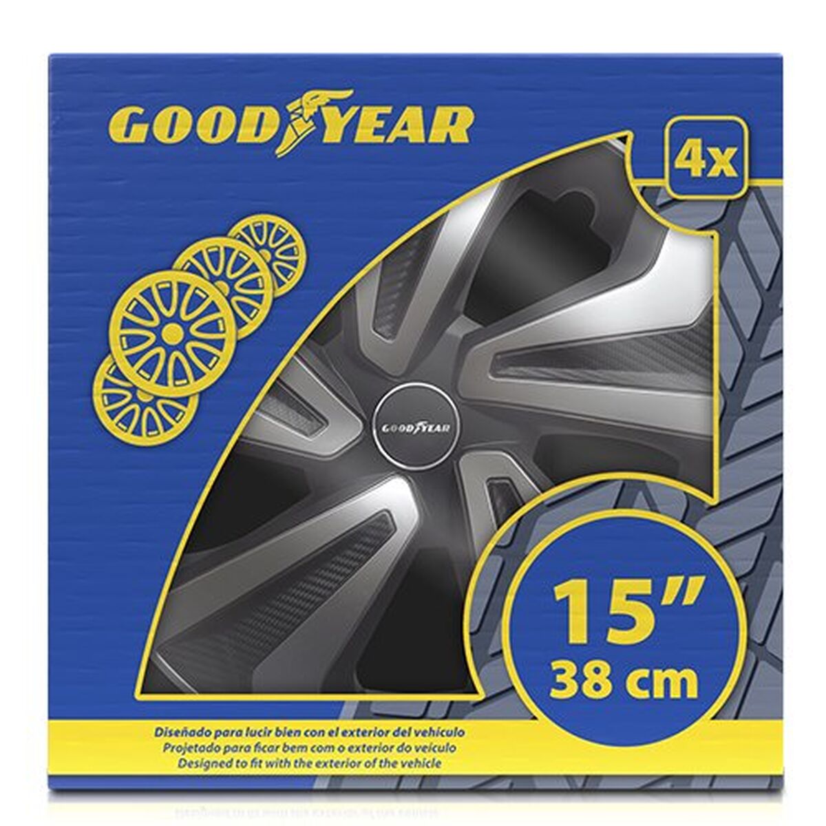Hubcap Goodyear GOD9085 Black Bicoloured Silver 15″ (4 Units)