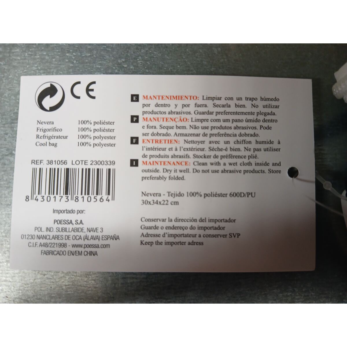 Portable Fridge Bismark 30 x 34 x 22 cm Polyester 30 L