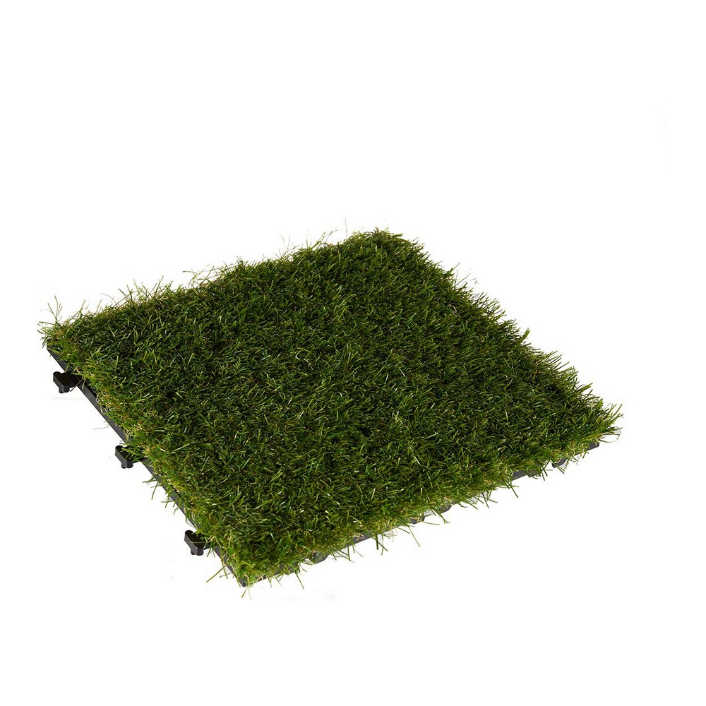 Baldosa Encajable Verde Plástico Césped Artificial (30 x 3,5 x 30 cm)