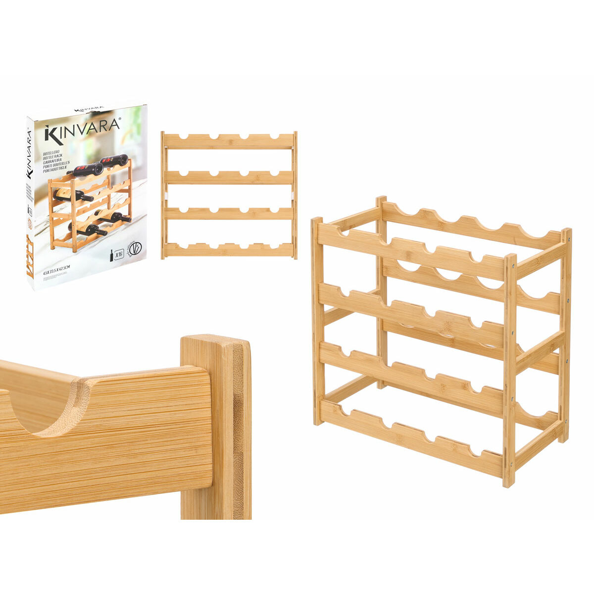 Bottle rack Kinvara Natural 45 x 23,5 x 42,5 cm, view 2