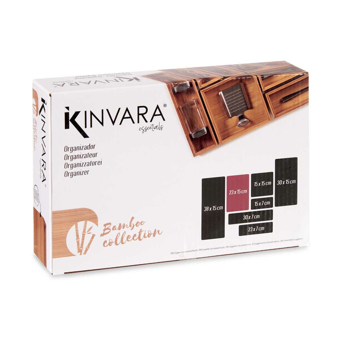 Drawer organiser Kinvara Brown Natural Bamboo 15 x 5 x 23 cm Stackable, view 2