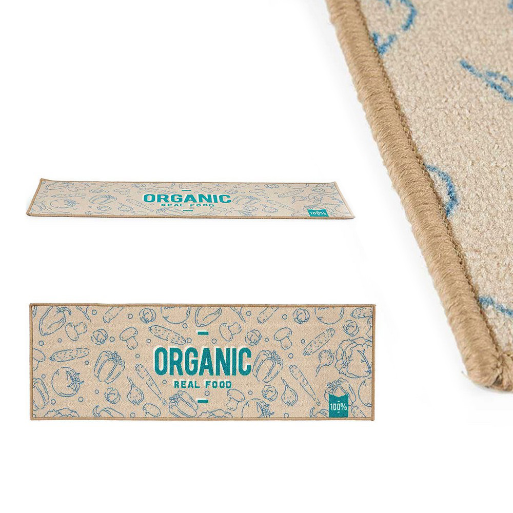 Carpet Organic Beige Blue Green Polyamide (40 x 1 x 120 cm)