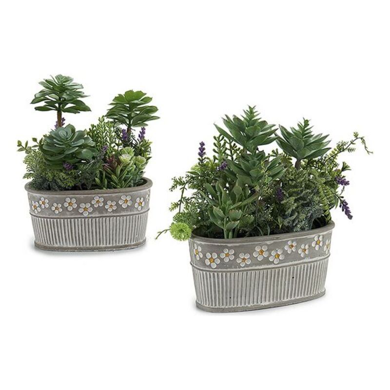 Planta Decorativa Verde Cinzento Plástico Cimento (16 x 28 x 26 cm)