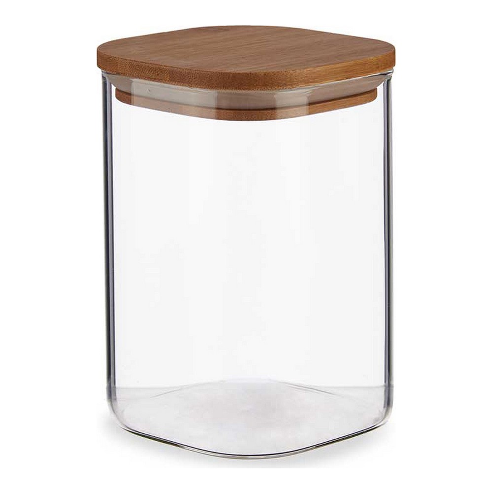 Jar Brown Transparent Bamboo Borosilicate Glass (1200 ml)