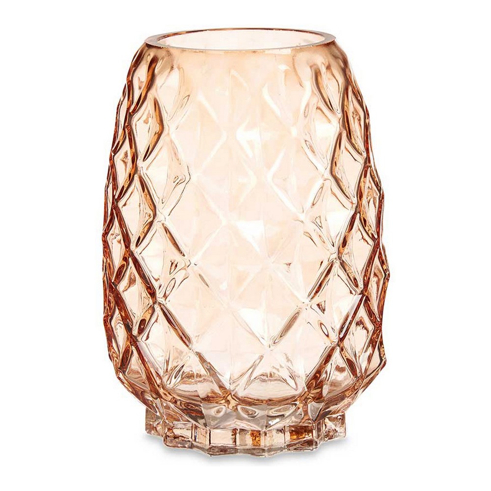 Vase Engraving Rhombus Crystal Copper (13,5 x 19 x 13,5 cm)