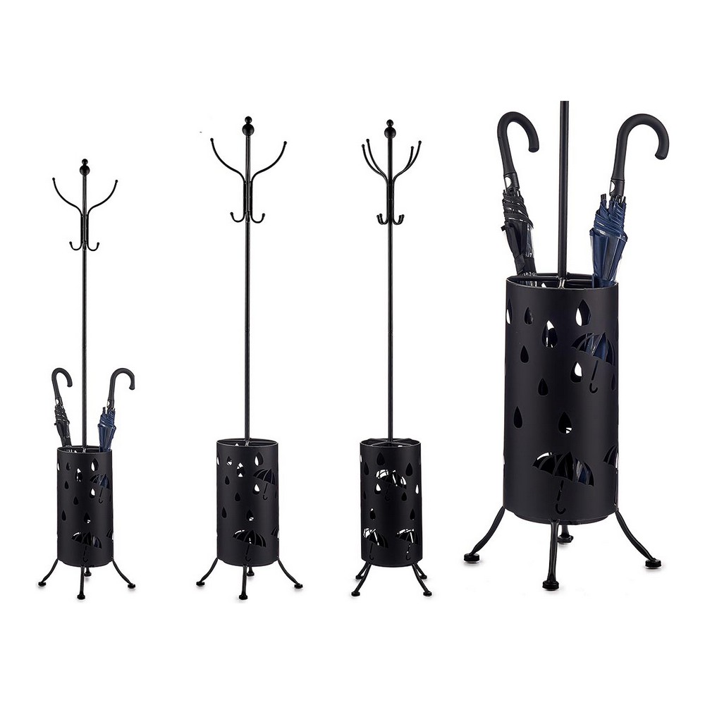 Coat rack Umbrella stand Black Metal (44 x 185 x 44 cm)