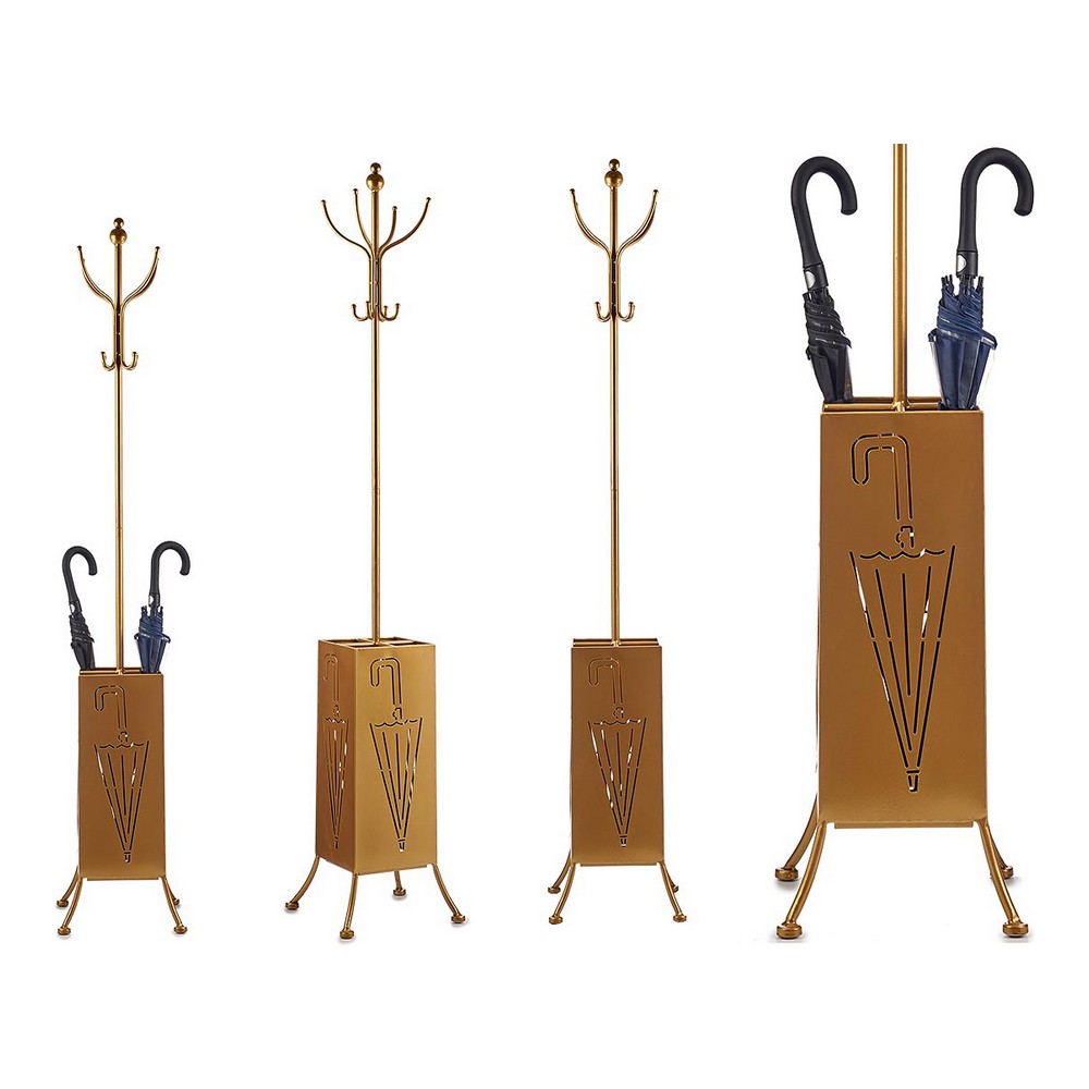 Coat rack Umbrella stand Golden Metal (34 x 188 x 34 cm)