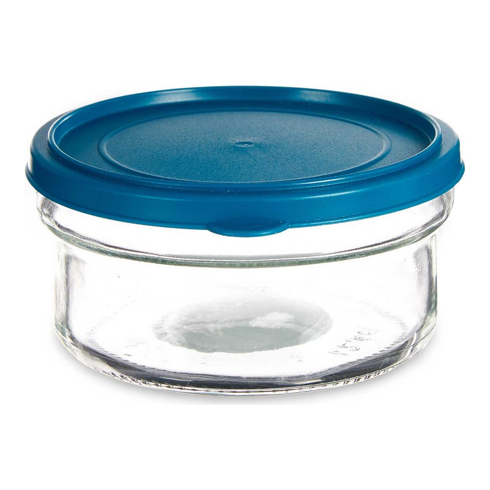 Round Lunch Box with Lid Blue Plastic Glass (415 cl)