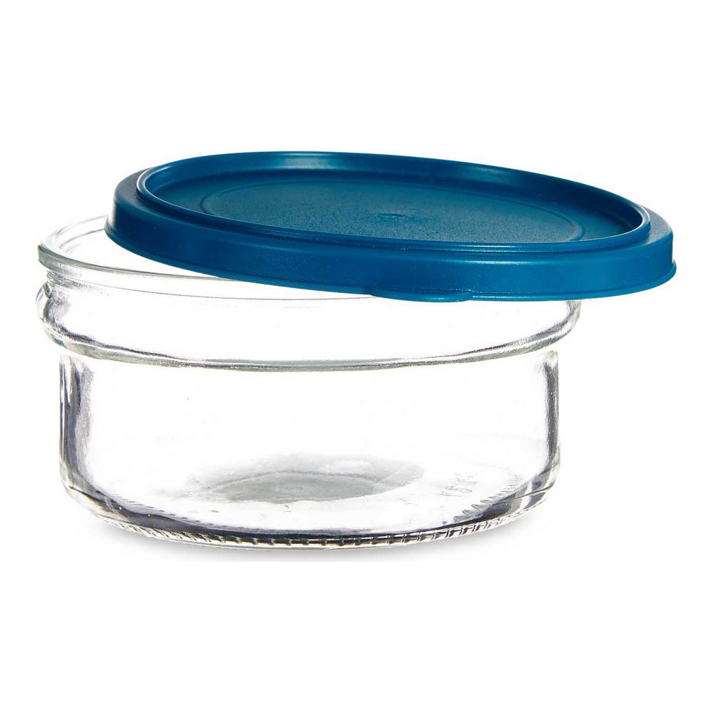 Round Lunch Box with Lid Blue Plastic Glass (415 cl)