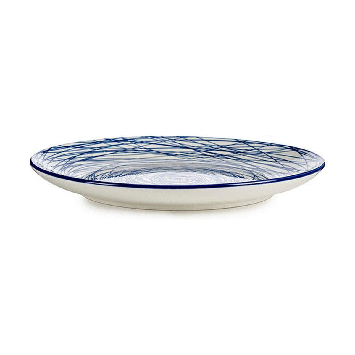 Assiette plate Rayures Porcelaine Bleu Blanc 24 x 2,8 x 24 cm