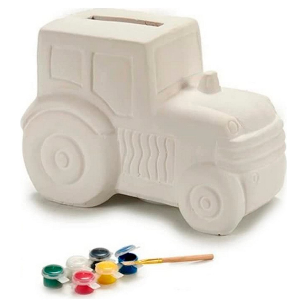 Money box Tractor White Ceramic (9,2 x 9 x 13 cm)
