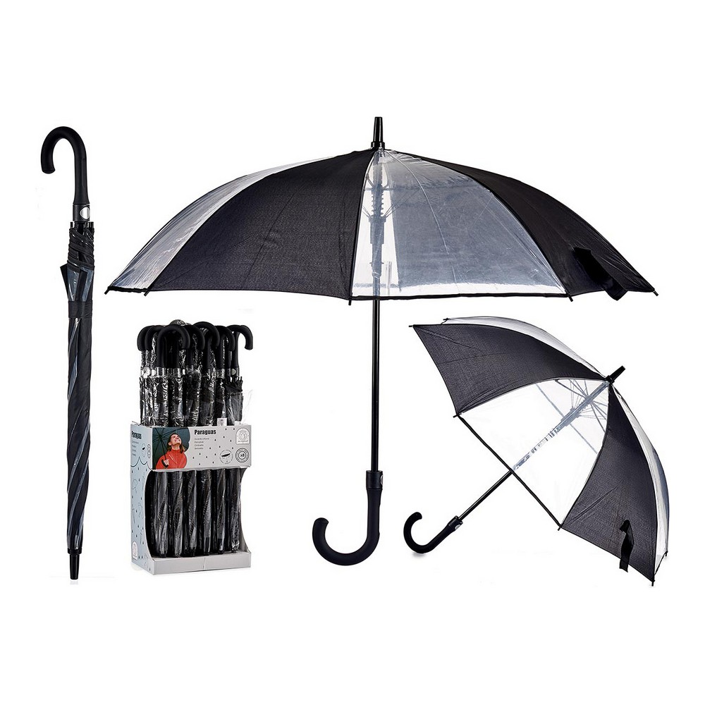 Umbrella Black Transparent Metal Cloth Plastic (96 x 96 x 84,5 cm)