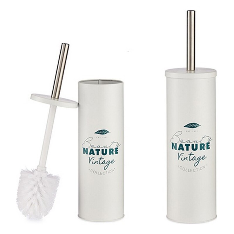Brush holder Nature Hvit Plast Stål (9,5 x 37,5 x 9,5 cm)
