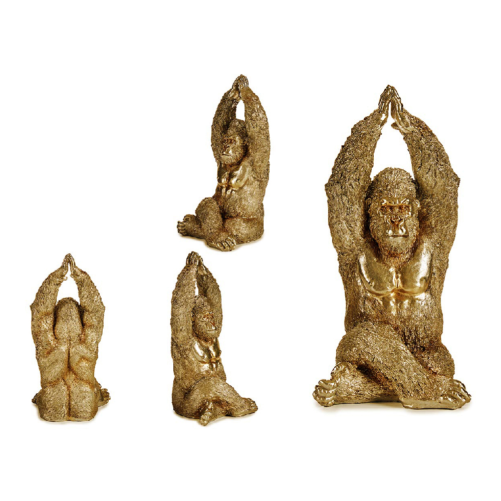 Dekorativ figur Gorilla Gylden Harpiks (17 x 36 x 19,5 cm)