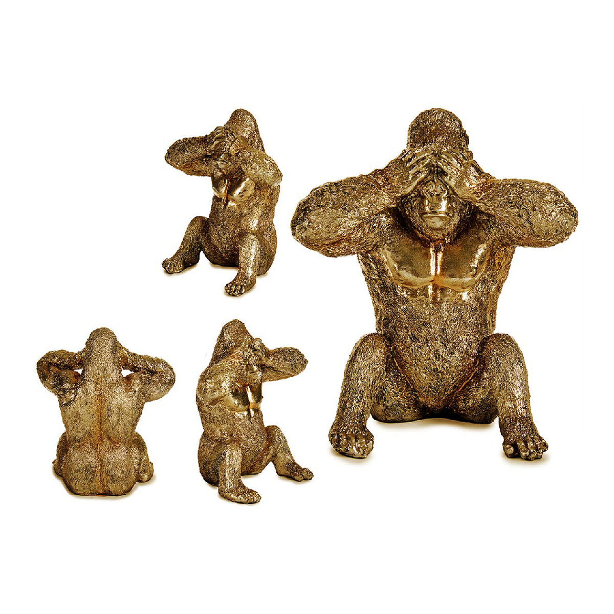 Figurine Décorative Gorille 9 x 18 x 17 cm Doré