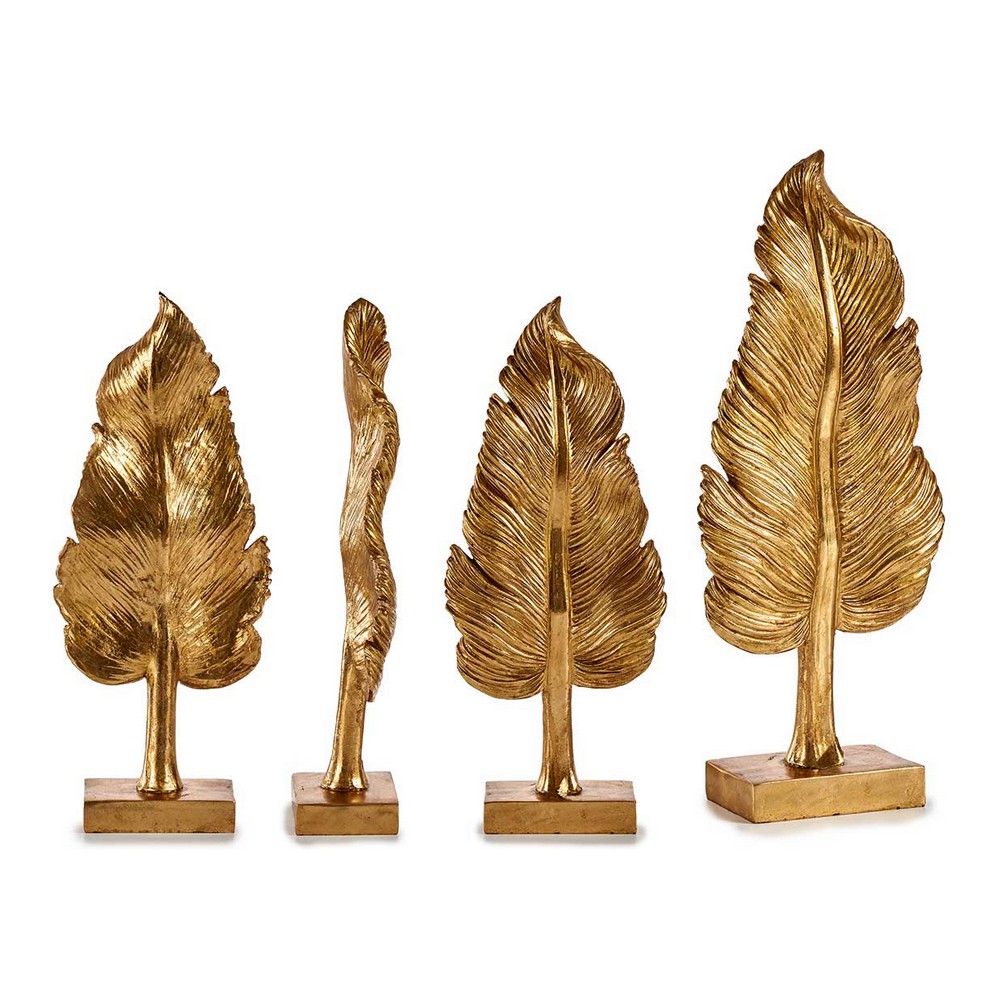 Decorative Figure Feather Golden Resin (8 x 43,5 x 12 cm)