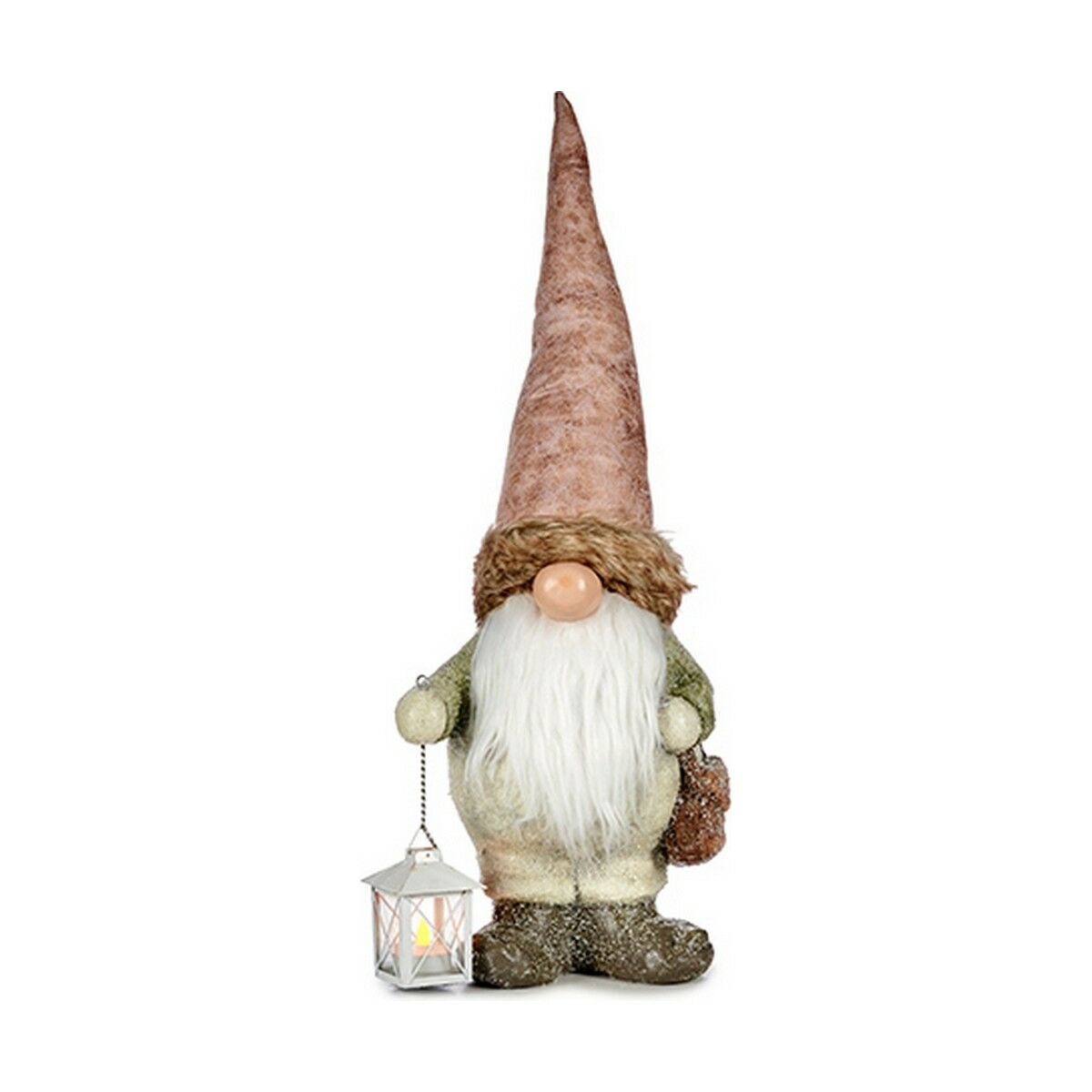 Figurine Décorative Lumière Lanterne Lutin 17 x 63 x 24,5 cm Rose Blanc Vert Résine