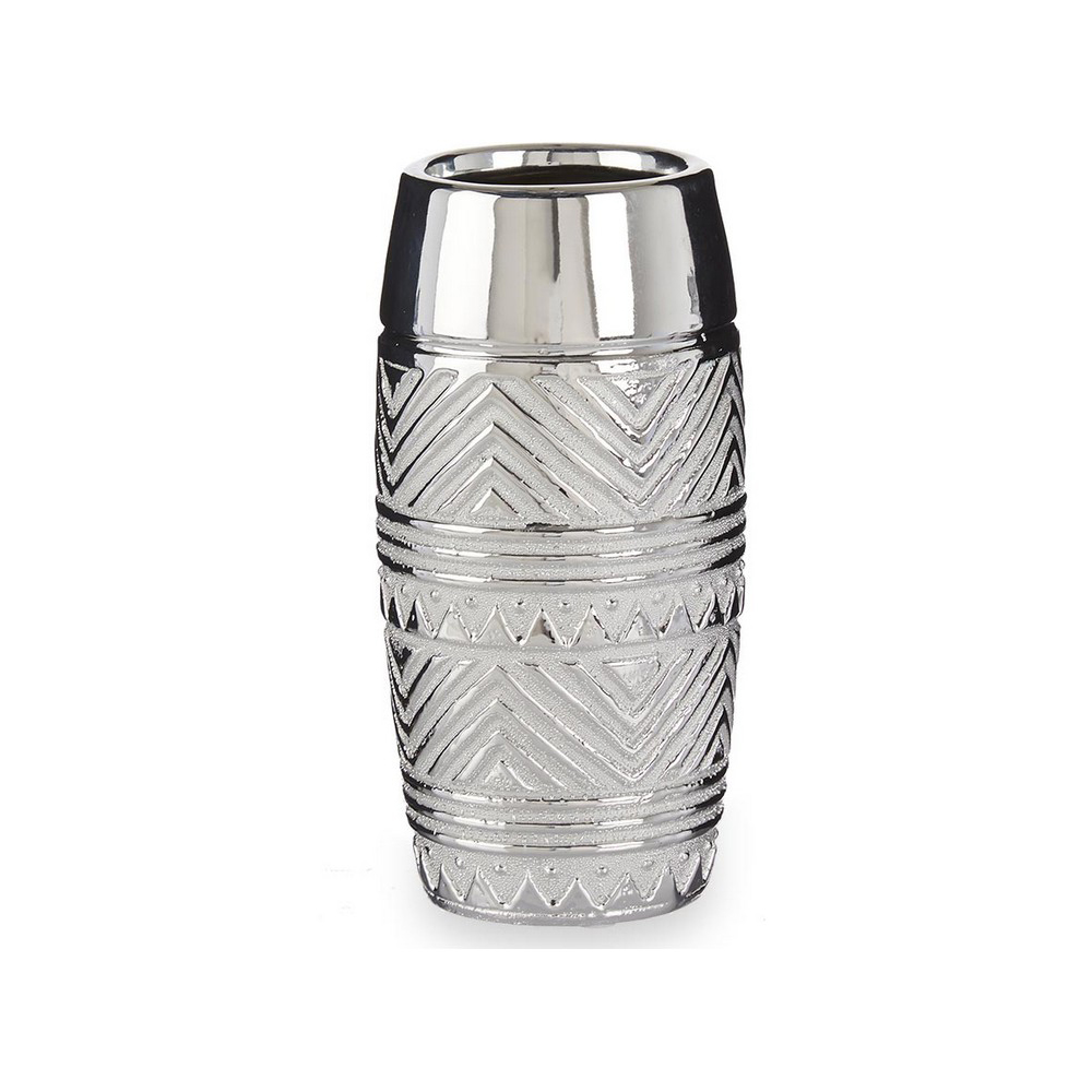 Vase Cylindrical Ceramic Silver (11,5 x 23 x 11,5 cm)