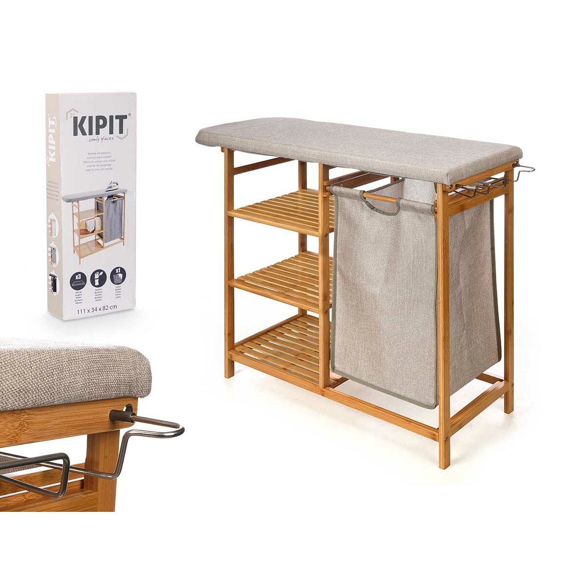 Image secondaire de Table à Repasser Kipit 1443FL BAMBOO.1 Crème Tissu Bambou