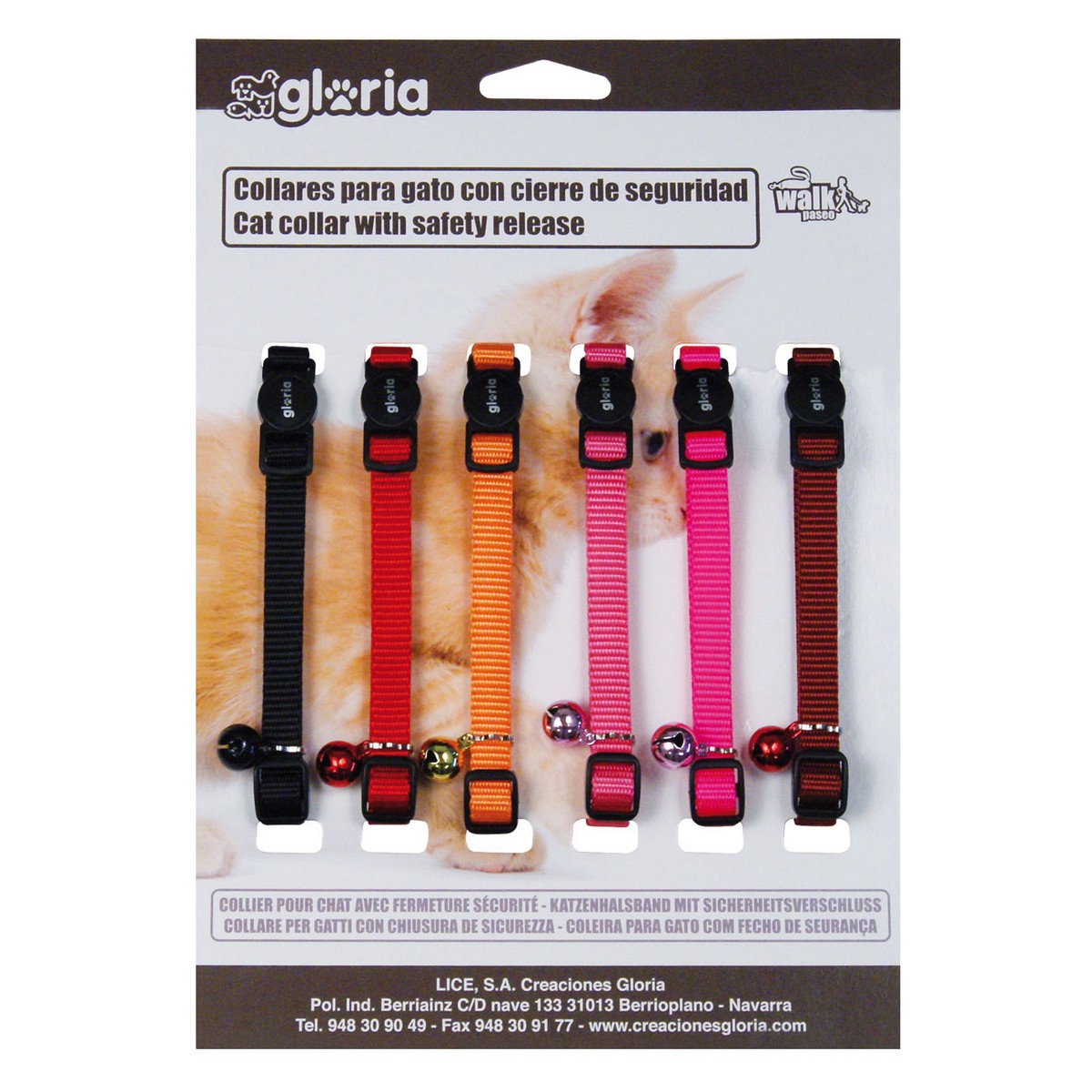 Collier pour chat Gloria Classic Multicouleur Lisse 6 Unités