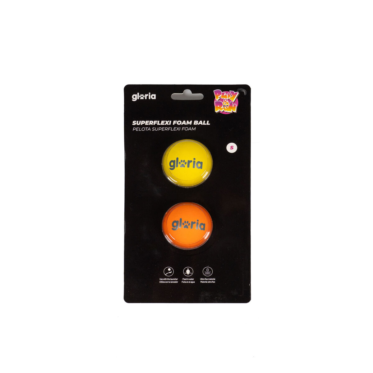 Boule pour animaux de compagnie Gloria PLAY AND RUN Jaune Mousse TPR S 4,5 cm 2 Unités