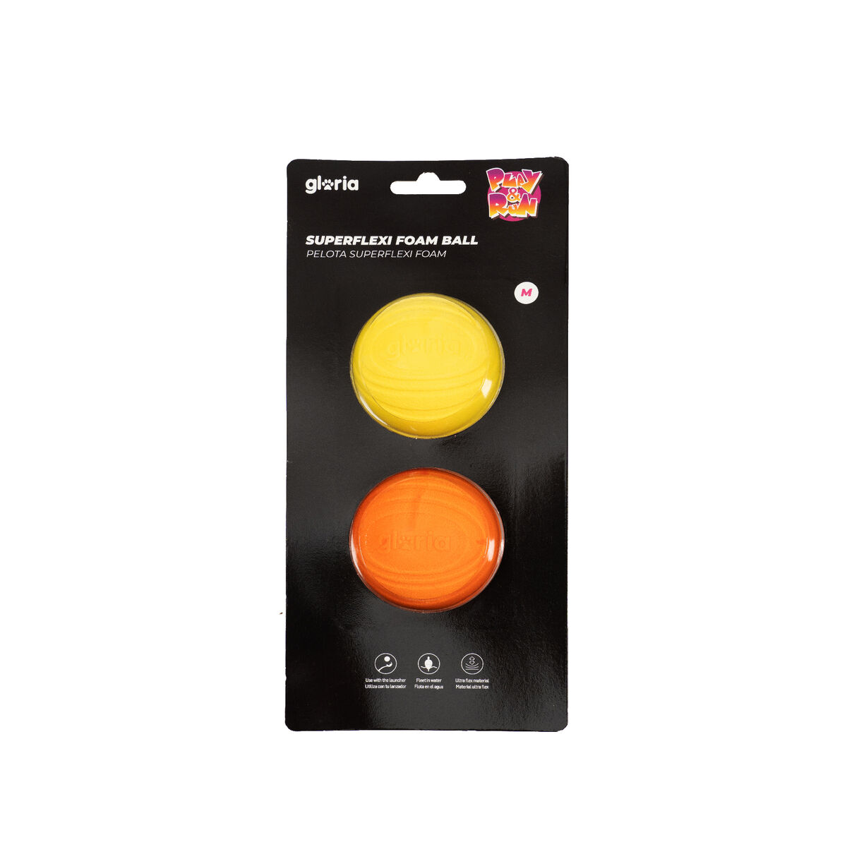 Boule pour animaux de compagnie Gloria PLAY AND RUN Jaune Mousse TPR M 6,35 cm 2 Unités