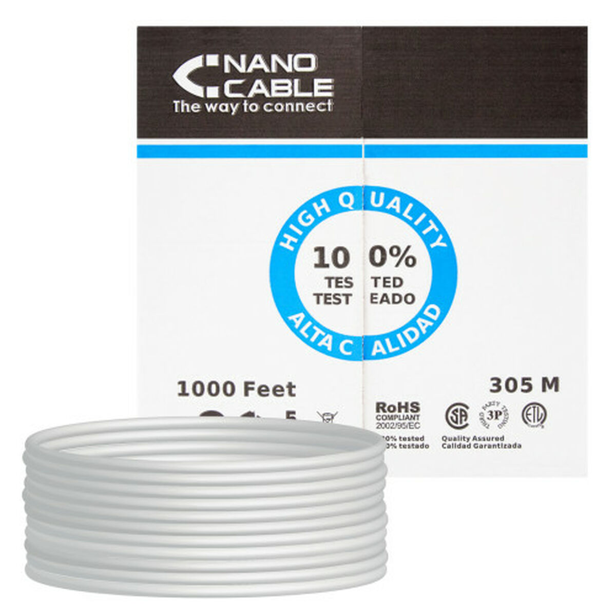 Picture of Category 6 Hard UTP RJ45 Cable NANOCABLE 10.20.0504 Grey 305 m