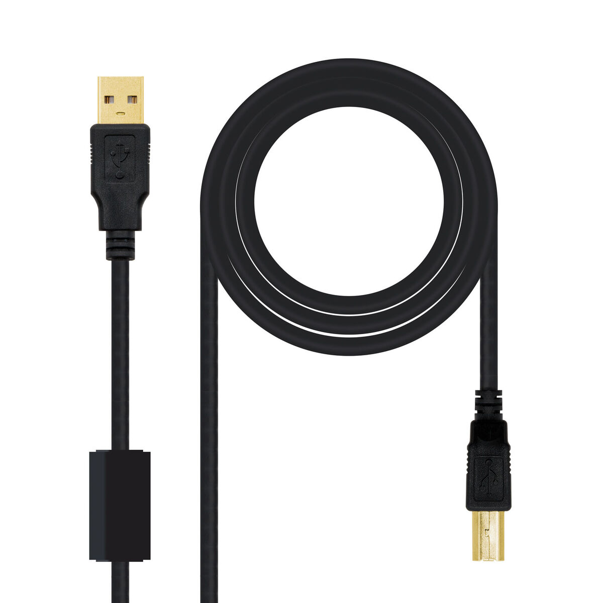 Afbeeldingen van USB 2.0 A to USB B Cable NANOCABLE 10.01.1202 Black 2 m