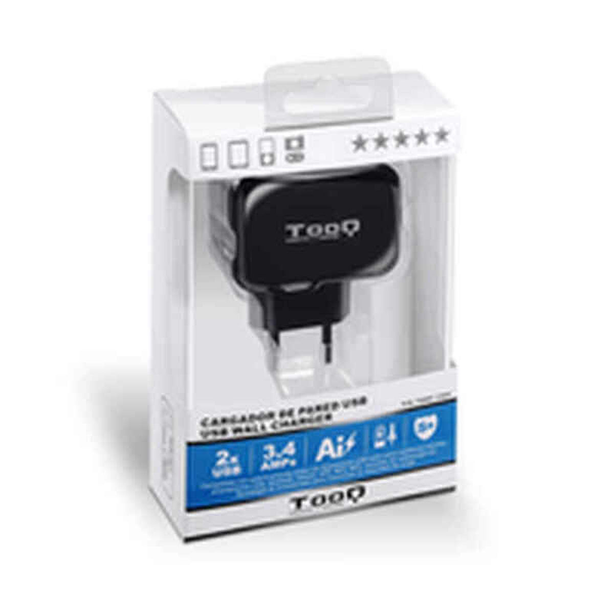 Afbeeldingen van Wall Charger TooQ TQWC-1S02 USB 17W Black 17 W