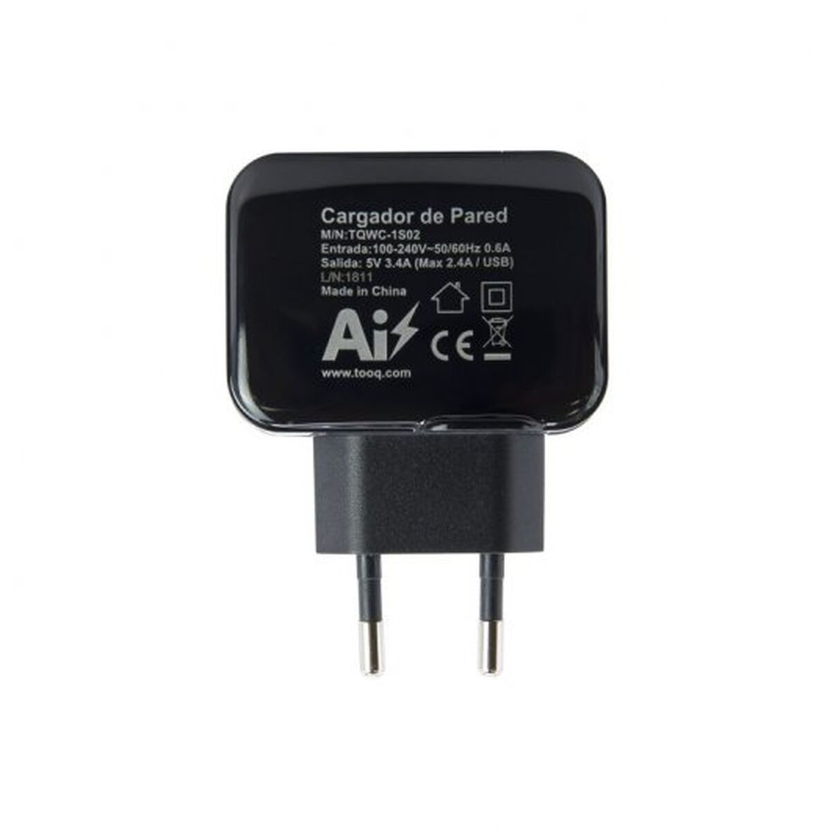 Wall Charger TooQ TQWC-1S02 Black 17 W