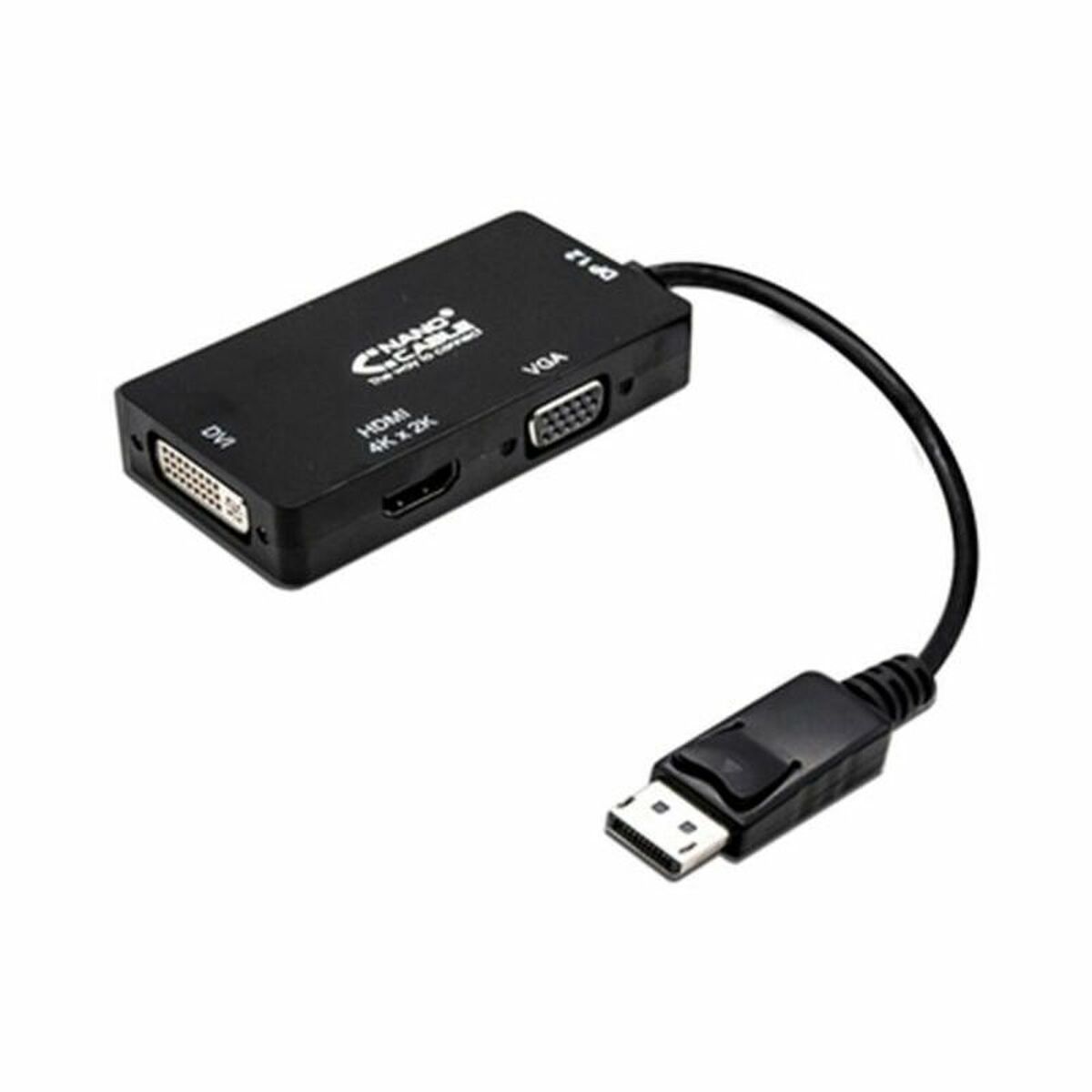 Picture of DisplayPort to VGA/DVI/HDMI adapter 3 en 1 NANOCABLE 10.16.3301-BK Black