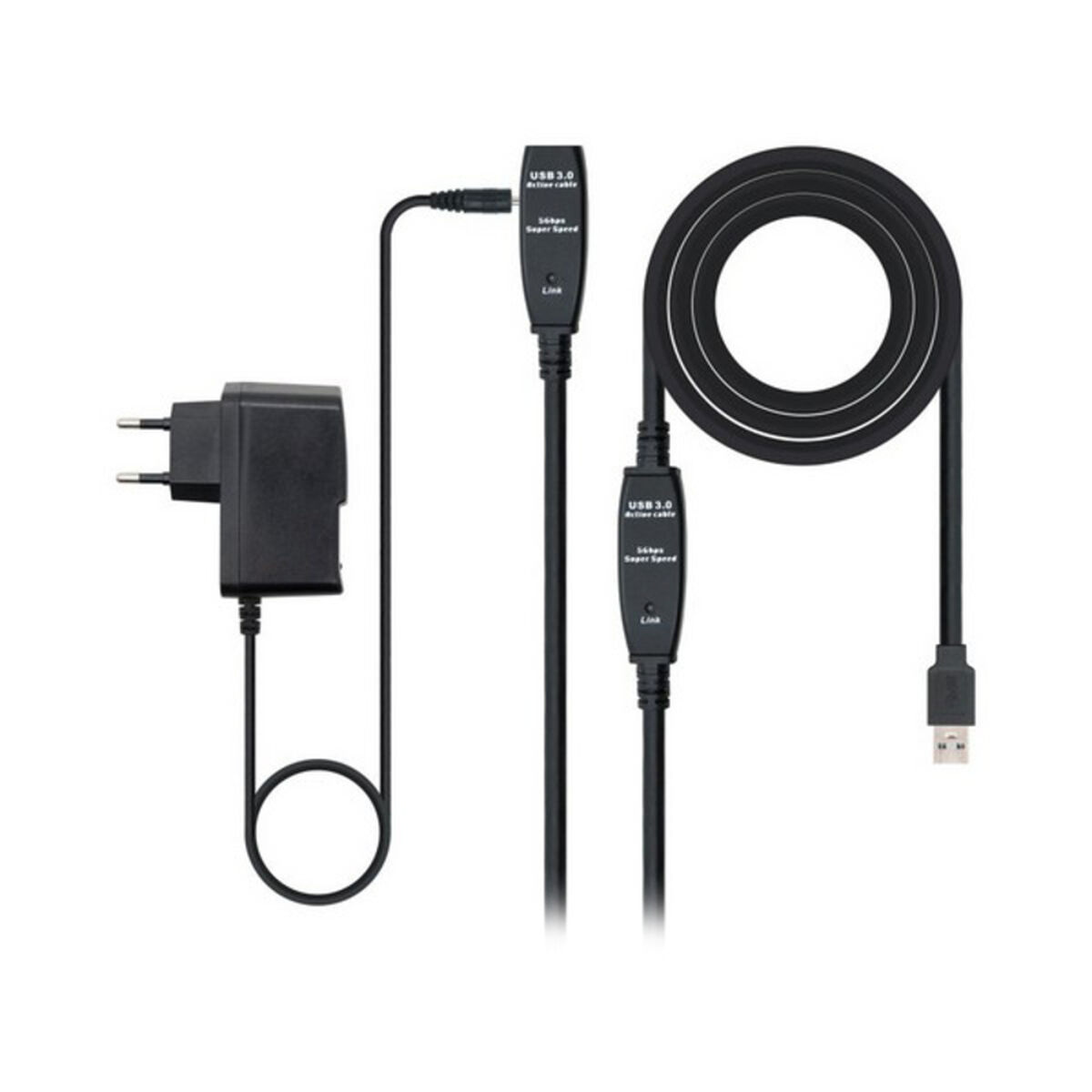 Afbeeldingen van USB Extension Cable NANOCABLE 10.01.031 Black