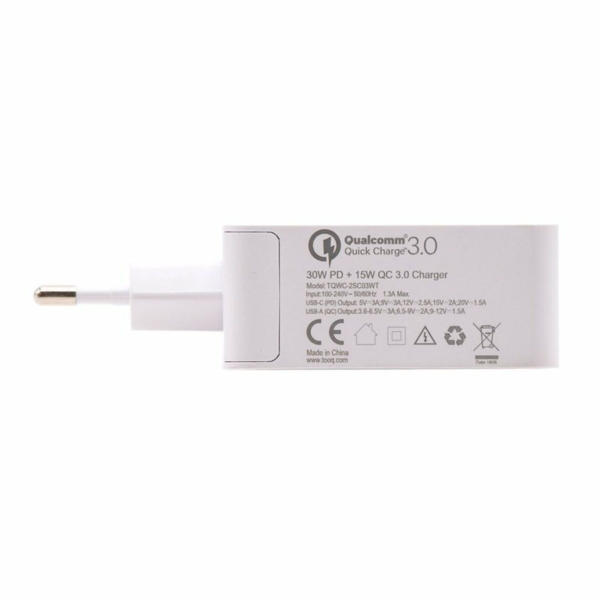 USB Wall Charger TooQ TQWC-2SC03WT White 48 W