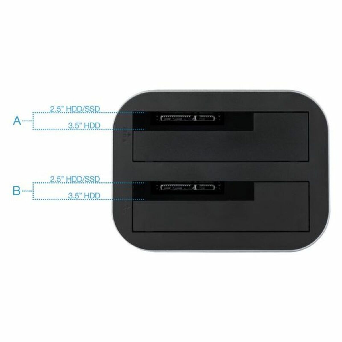 Picture of Dual Dock Station TooQ TQDS-805G 2.5"-3.5" HDD/SSD SATA USB 3.0 Grey