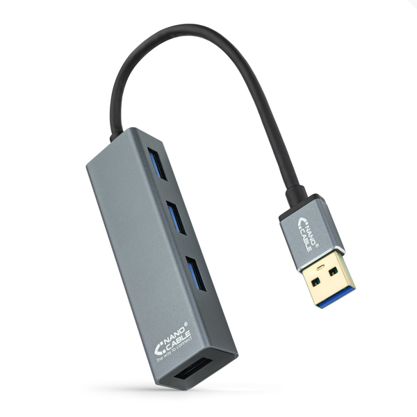 Hub USB 4 Ports NANOCABLE 10.16.4402 USB 3.0 Gris   
