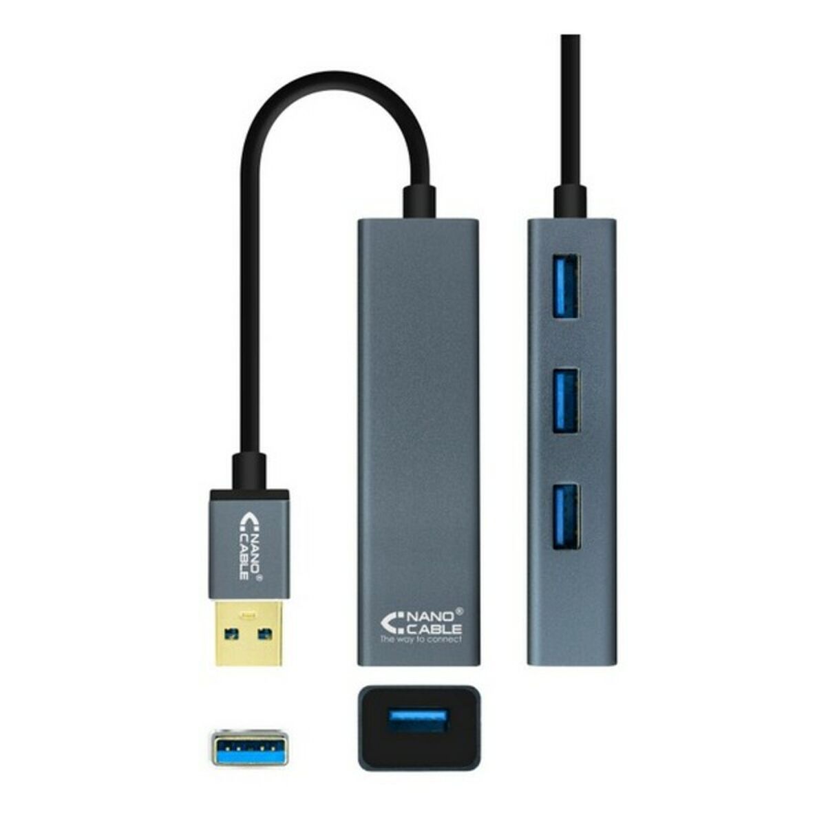 Picture of 4-Port USB Hub NANOCABLE 10.16.4402 USB 3.0 Grey