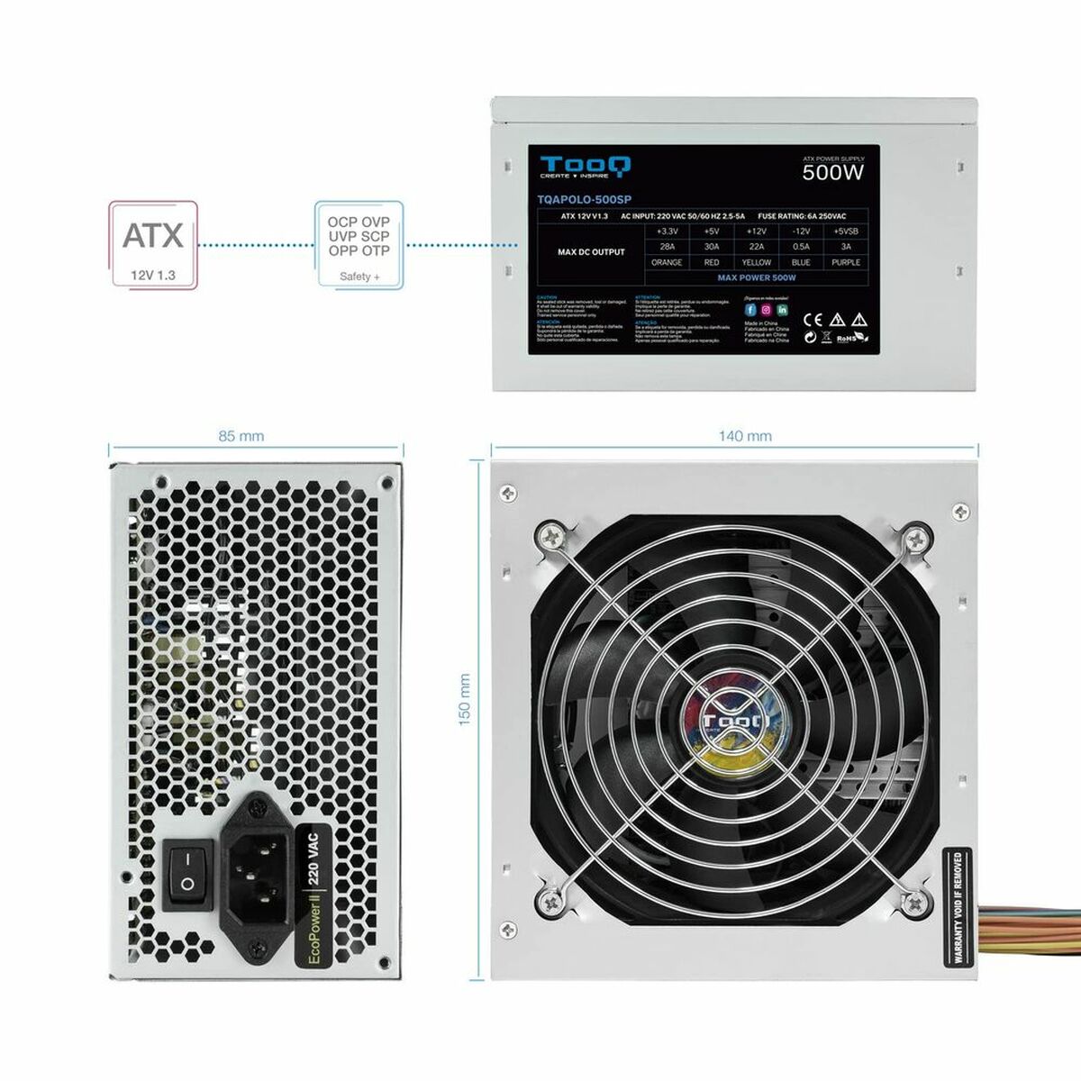 Picture of Power supply TooQ TQAPOLO-500SP 500 W ATX 500W