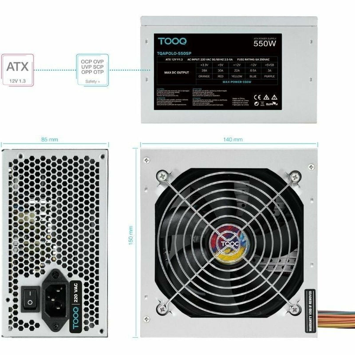 Afbeeldingen van Power supply TooQ TQAPOLO-550SP ATX 550 W