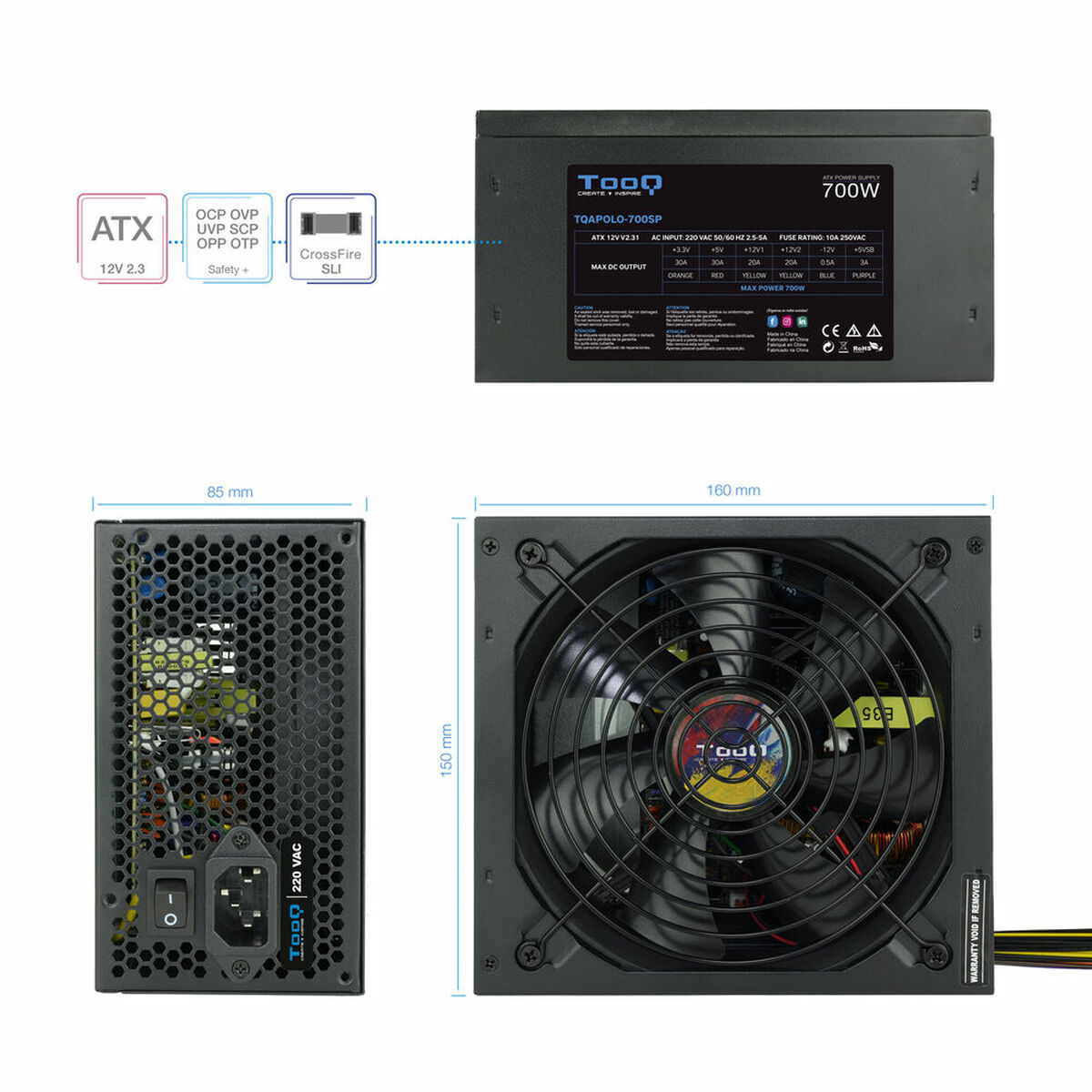 Kép Power supply TooQ TQAPOLO-700SP 700 W CE - RoHS 700W
