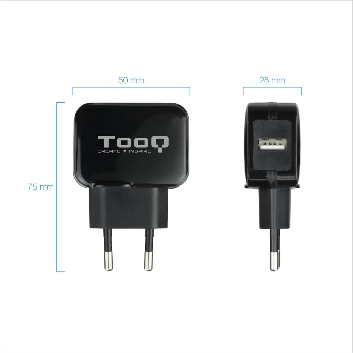 Wall Charger TooQ TQWC-1S01 Black 12 W